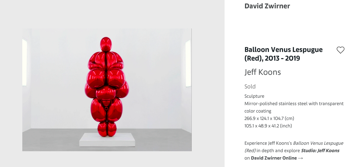 Jeff Koons: Balloon Venus
